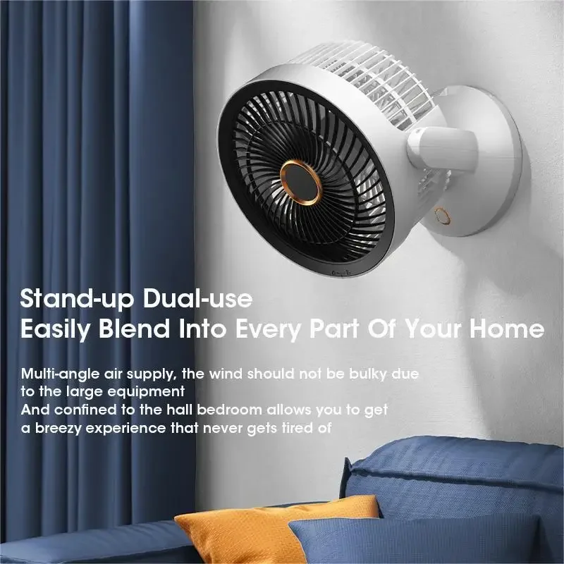 USB Air Circulation Electric Fan 360 Degree Rotation Non Rechargeable Table Desktop Portable Wall Mounted  with Light for Home