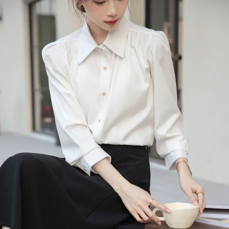 New Long Sleeve Turn Down Collar Women Shirt White Shirt Blouse Women Tops Blouses Shirts Blusas Para Mujer Camisas Blusas P136