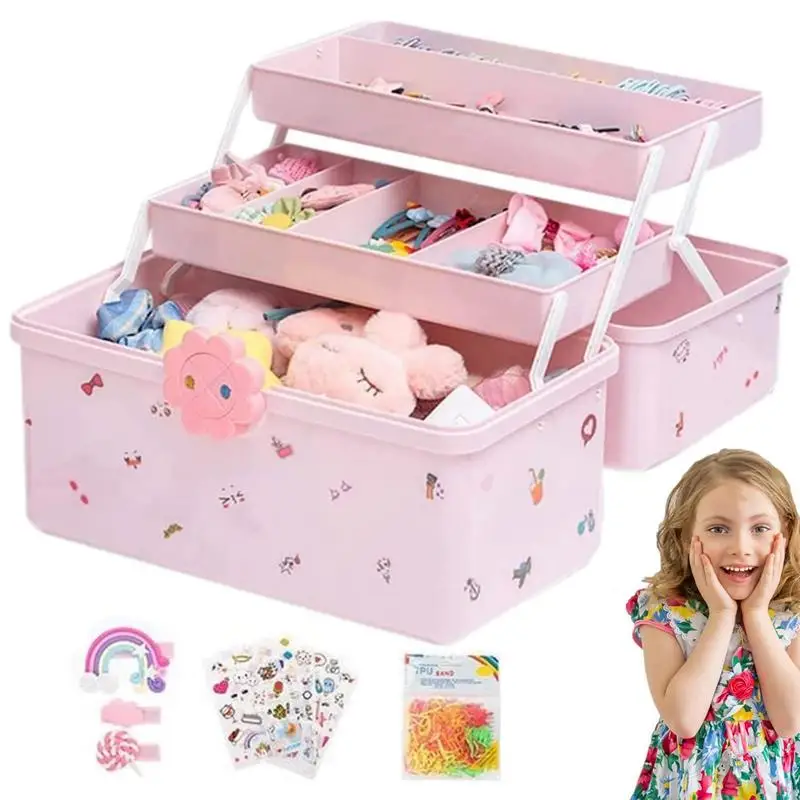 

Portable Multi-layer Hairpin Storage Box Cute Girls Jewellery Box Children's Hair Accessories Storage Box Toy Storage Box