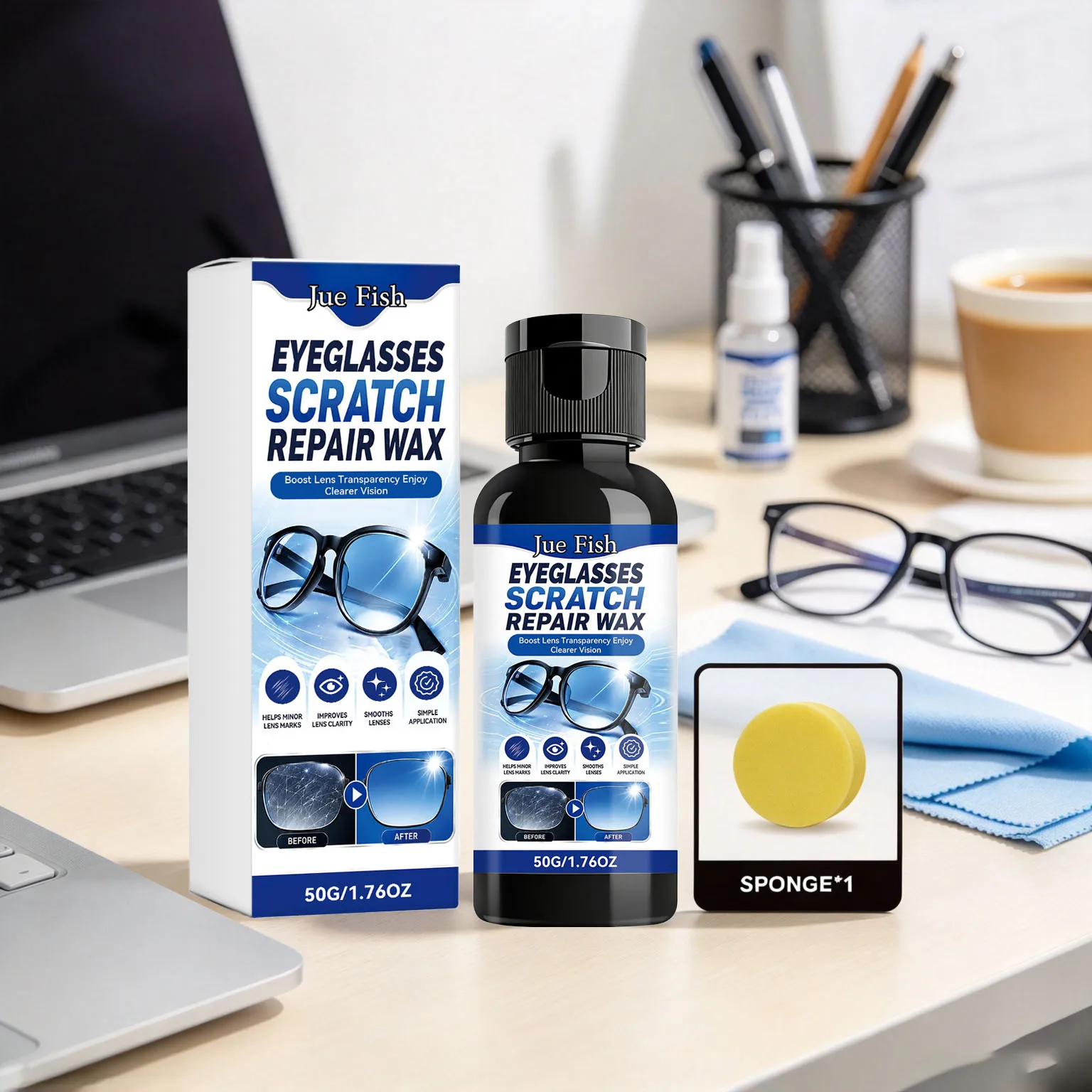 50G Eyeglasses Scratch Repair Wax Cleaning Stains Improve Lens Clarity Smooths Lenses Boosts Transparency Lens Scratch Remover