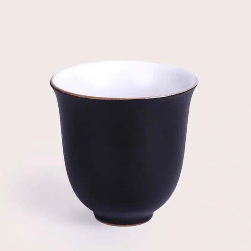 Black pottery build a cup, a coarse pottery cup, a ceramic kung fu teacup and a small teacup.