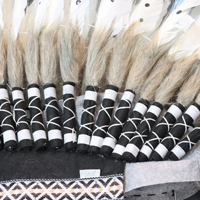 Feather Headdress Delicate Ethnic American Indian Headwear African Tribe Chief Stage Halloween Party Hairband