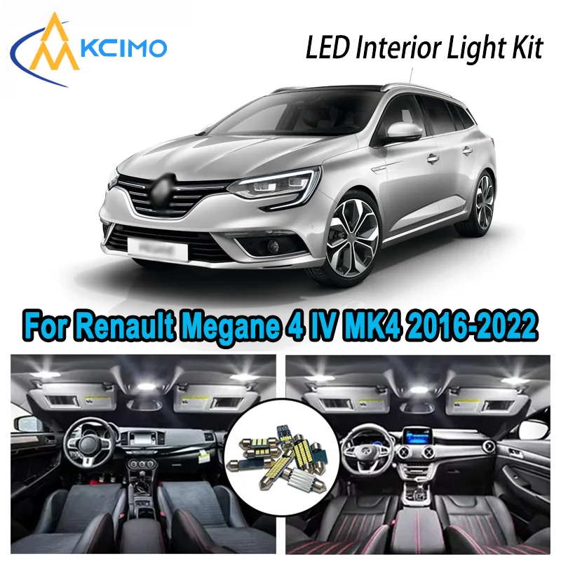 

For Renault Megane 4 IV MK4 2016-2022 2017 Premium Bright LED Interior Dome Map Trunk Light Kit Car Led Lamps Canbus No Error