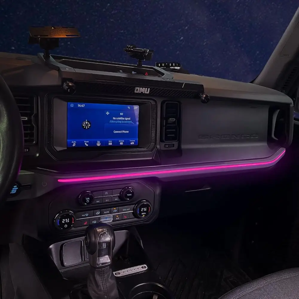 شريط إضاءة LED نيون لوحدة التحكم المركزية لوحة القيادة متوافقة مع قطع غيار لوحة القيادة Ford Bronco 2021-2024 #6