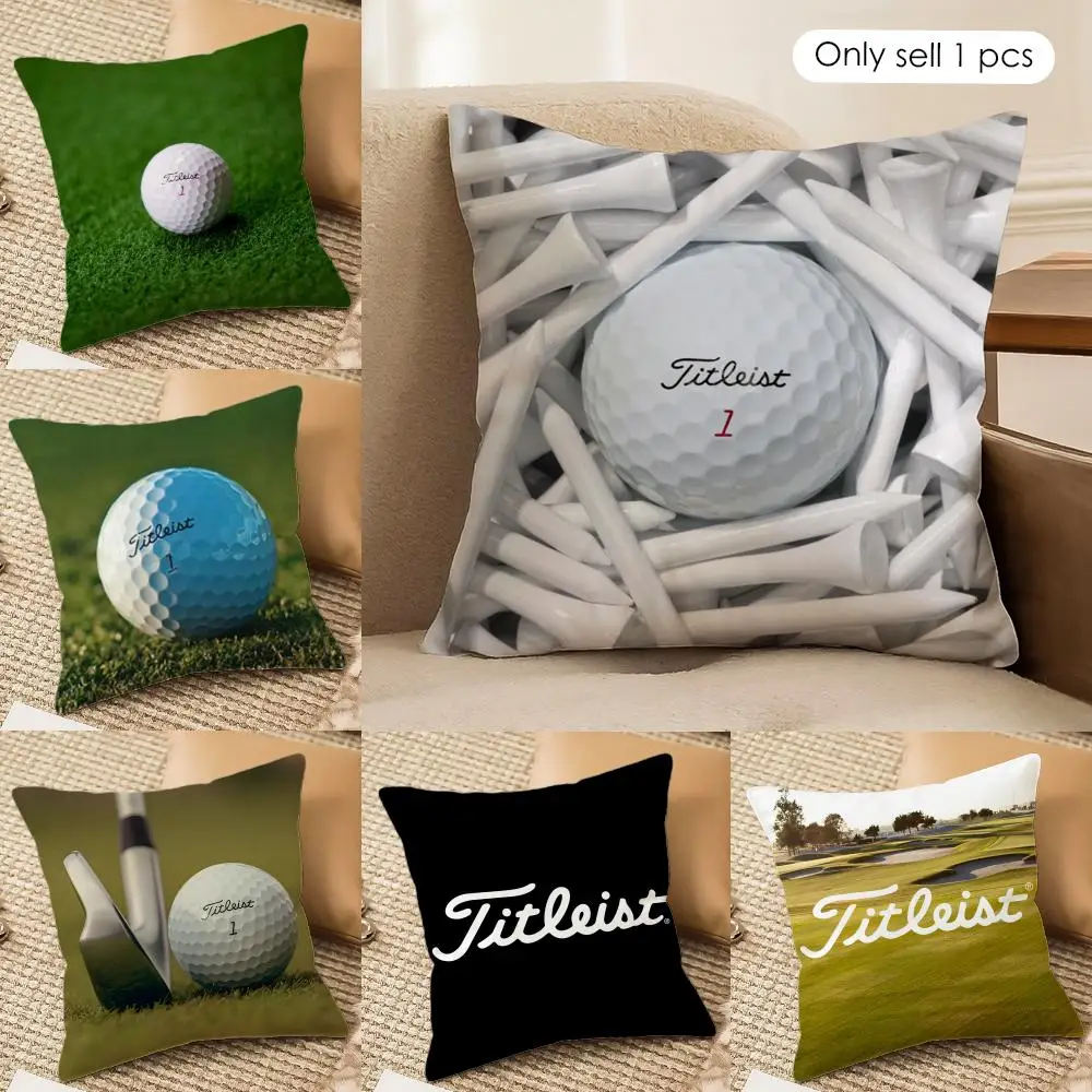 Golf Sports T-TitleistS Cushion Cover Silky Short Plush Invisible Zipper Dustproof Sofa Pillow Case For Home Decor