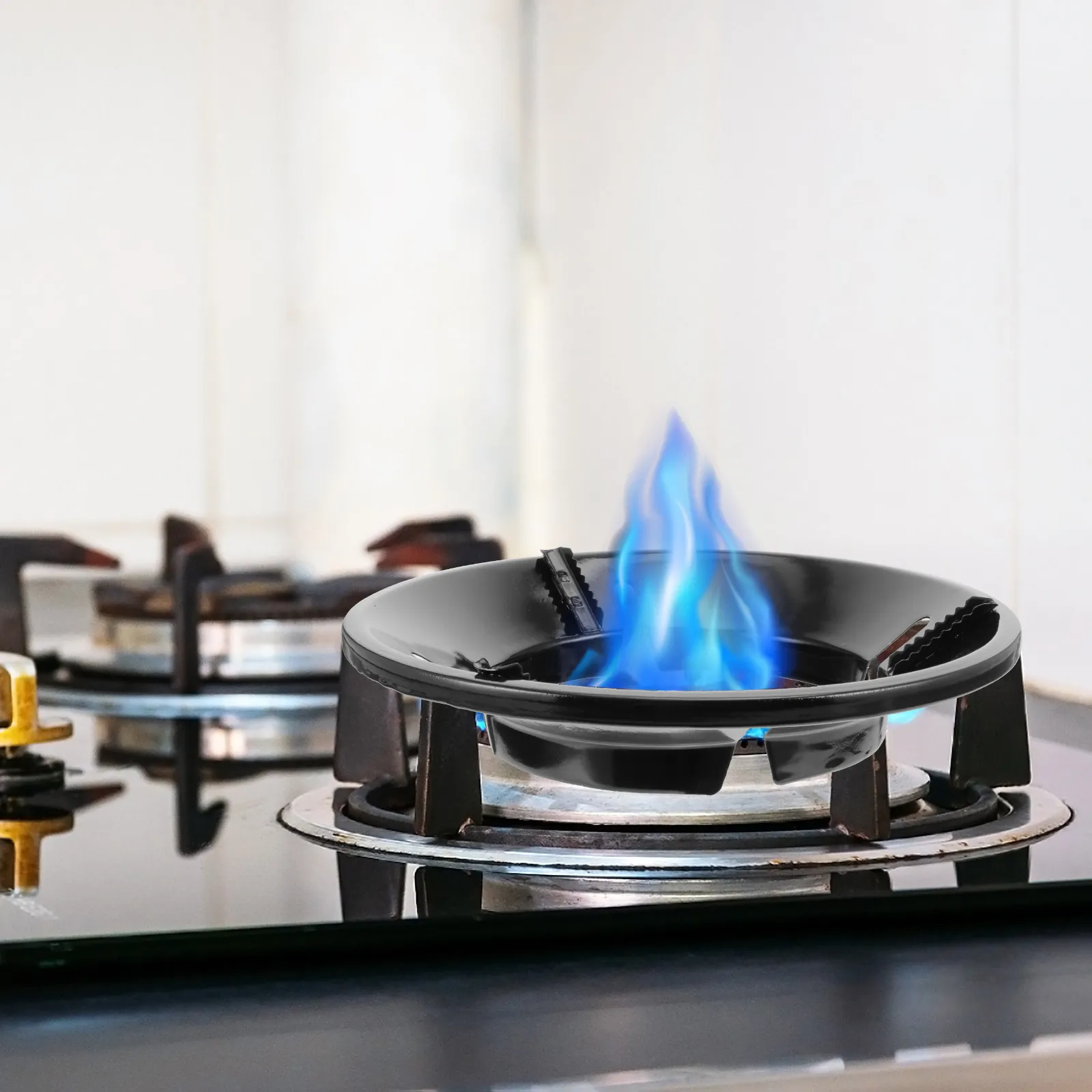 Metal Gather Fire Stove Cover Energy Saving Gas Hood Heat Resistant Kitchen Pot Rack Windscreen Pan Rack Stable Support