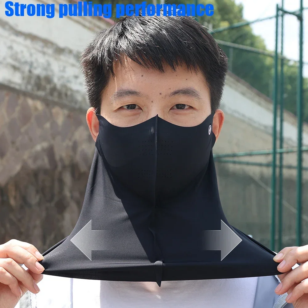 UV Protection Ice Silk Face Mask Neck Scarf Outdoor Sport Running Scarf Thin Breathable Neck Gaiter Dustproof Men Women Mask