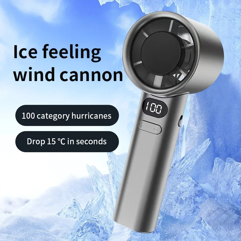 USB Rechargeable Turbo Handheld Fan - Adjustable 12-Speed Mini Fan with LED Display & Gentle Mode for Home/Office/Travel image 3