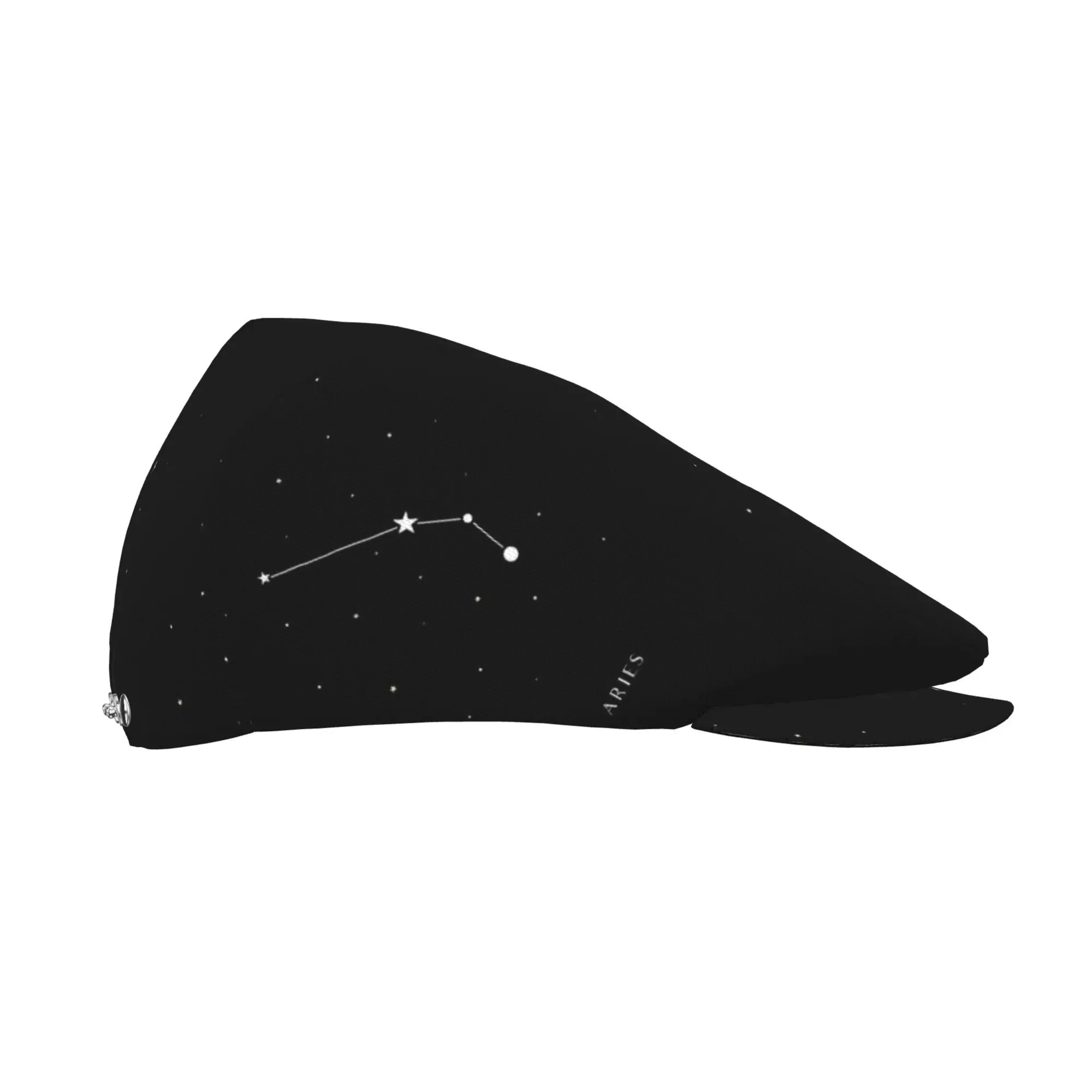 1pc Aries Constellation Black Background All-Over Print Flat-Top Hats for Men And Women, Newsboy Caps, Berets, Irish Hats, Drive