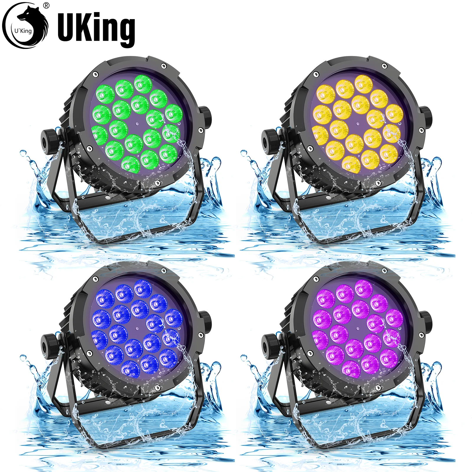 

U'King 1/2/4Pcs 180W IP67 Waterproof Par Lights RGBWA+UV LED Stage Lights DMX512 DJ Lights For Disco Wedding Party Outdoor Show