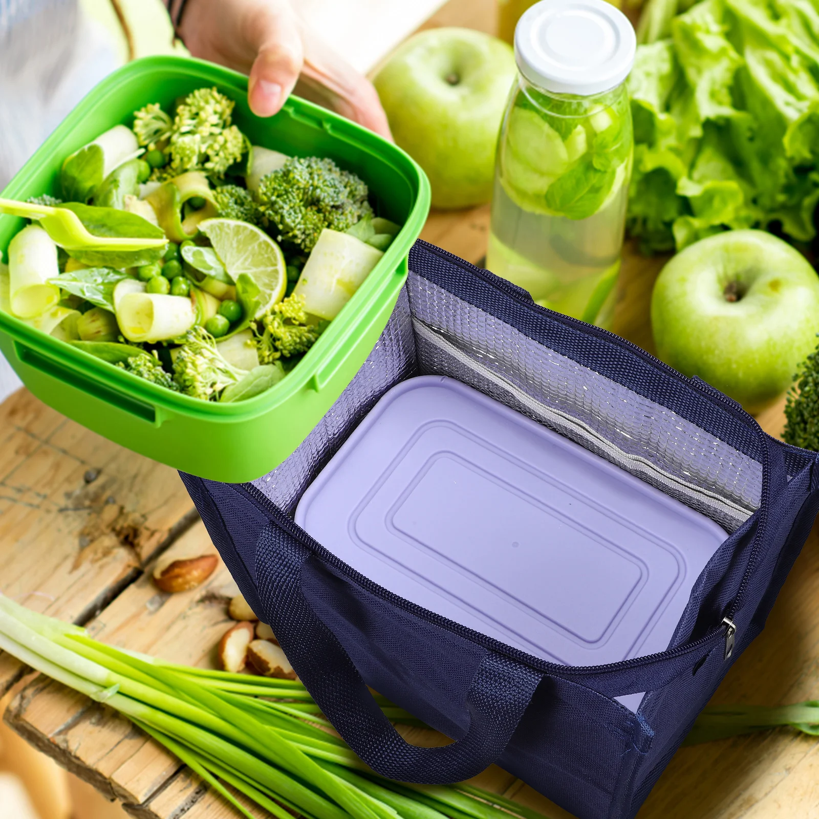 

2 pcs Insulated Lunch Bag Bento Thermal Tote Bags Snack Pouch Handheld Ladies Adult Work Travel Picnic Cooler Food Container