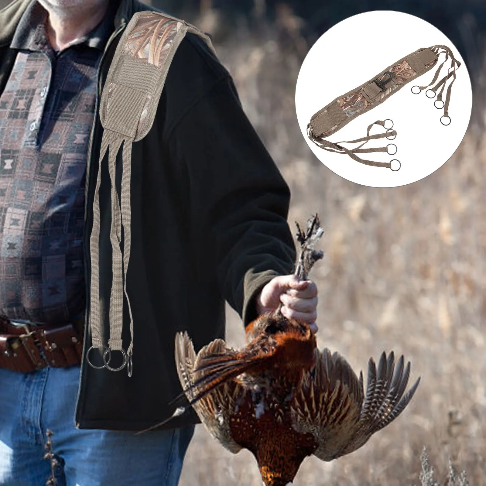 

8 Drops Game Carrier Shoulder Strap Oxford Cloth Outdoor Hunting Strap Game Tote for Birds Ducks Goose Goose Hanger