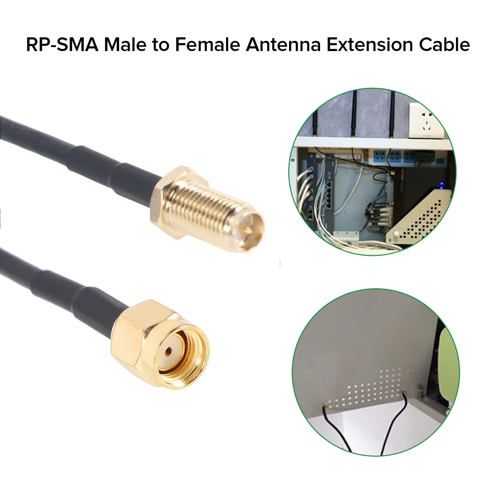 RP - SMA Male to female Wifi antenna connector Extension Cable black 10 M