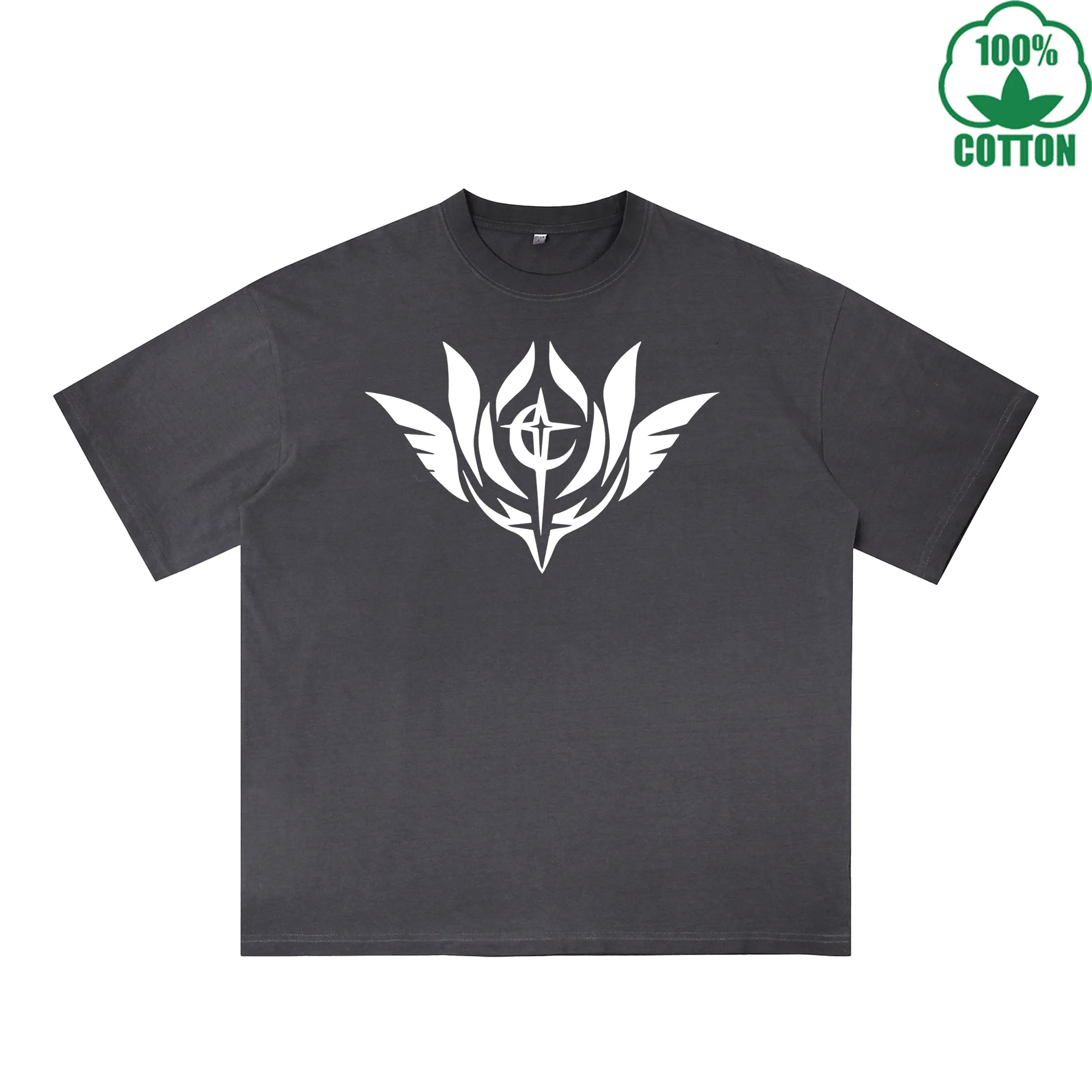 

Team Logo Printed Dirty WashT-Shirt 230G Multicolor Loose Trendy Fashionable 100%Cotton Short Sleeve Top