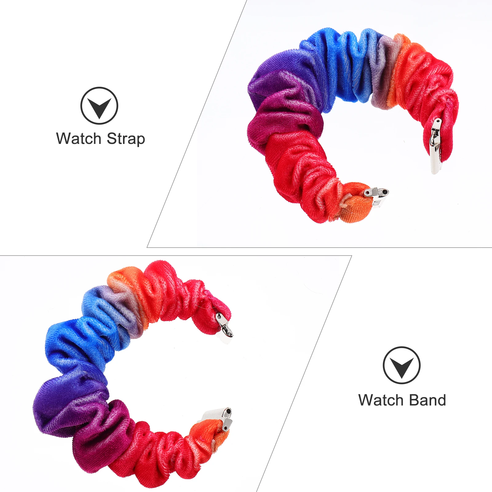 20mm Watch Strap Scrunchie Watchband Comfortable Adjustable Soft Cloth Replacement Wristband for Smart Watch Sports Use Galaxy