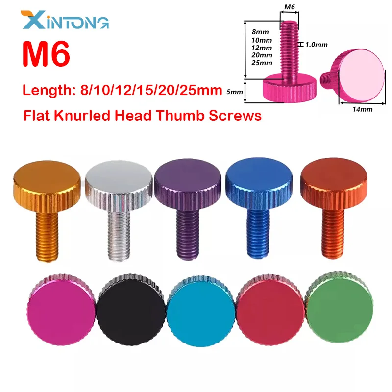 Плоские рифленые головки из алюминиевого сплава M6x8/10/12/15/20 мм винты с накатанной головкой для большого пальца DIY модификация шасси ручная поворотная ручка болт