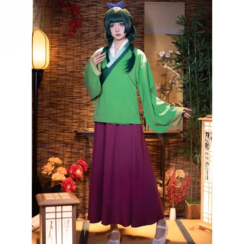 Maomao Cosplay The Apothecarys Diariess Anime Medicine Girl Green Long Dress Wig Full Set  Role Play Outfit Theme Party Women