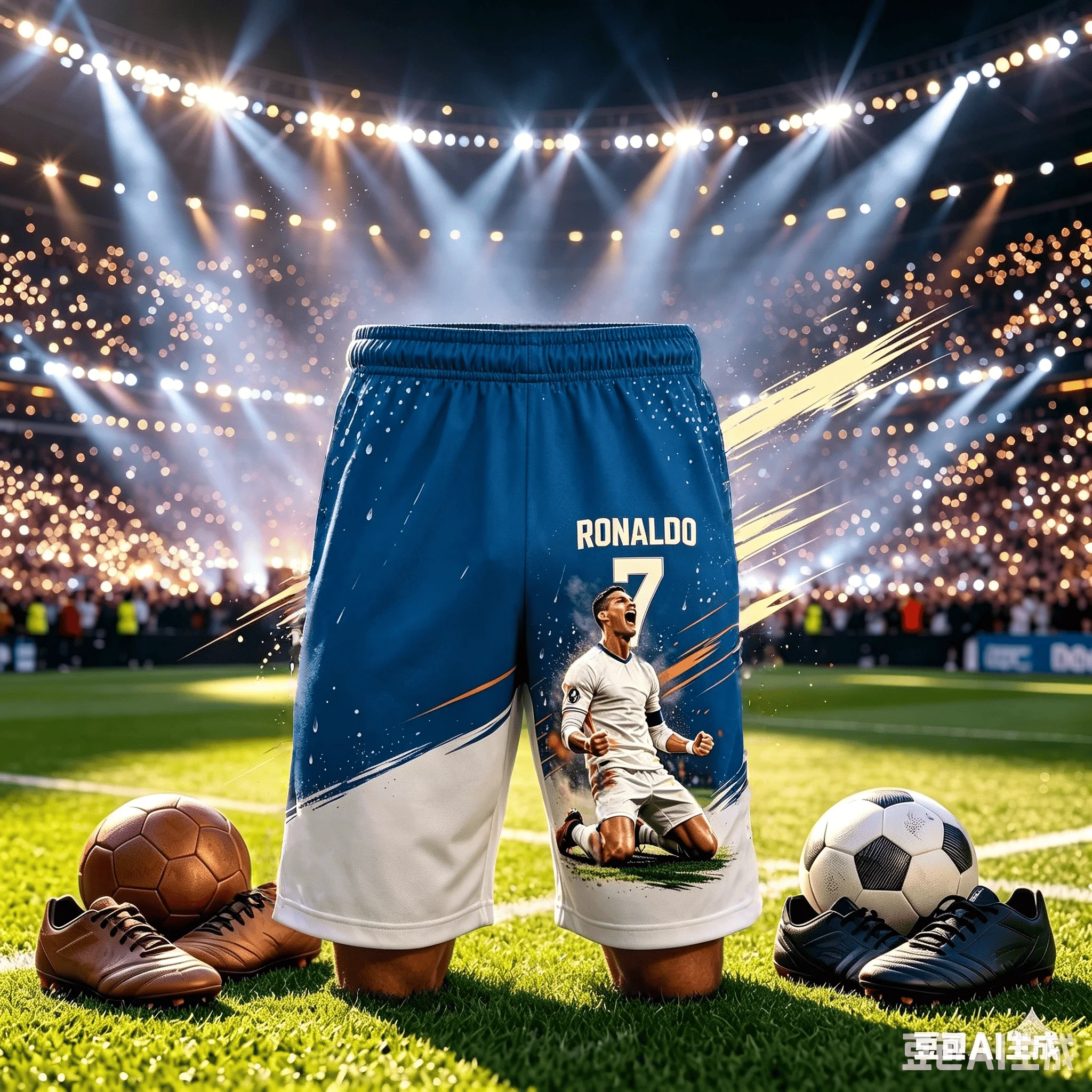 Cristiano Ronaldo No.7 Sports Shorts, Multi-color Quick Drying Football Idol 3D Printed Loose Five Quarter Pants