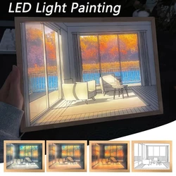 INS LED Decorative Light Painting Bedside Picture Japan Anime Style Creative Modern Simulate Sunshine Drawing Night Light Gift