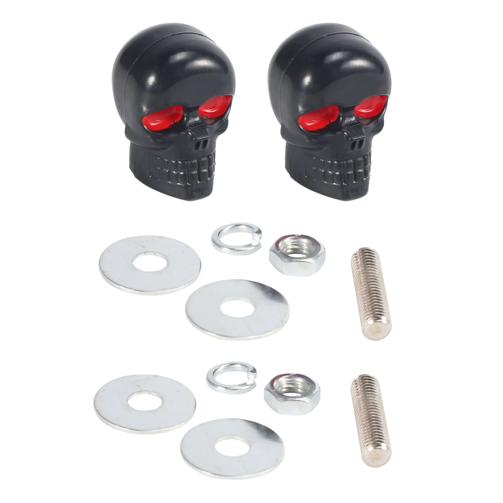 New 1 Pair Motorcycle Skull Number Plate Frame Screws Fitting Screw Black