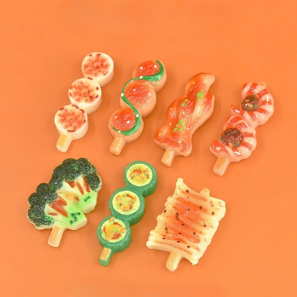 New Resin Barbecue Miniature Fake food Accessories Kawaii Flatbacks Cabochon Flatback Embellishments DIY Dollhouse Figurines