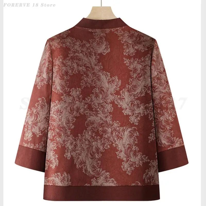 ربيع الخريف جديد تانغ دعوى الجدة جديد النمط الصيني قميص وبانت الزي بأكمام طويلة البلوزات المطبوعة النساء حجم كبير 5XL مجموعات #5