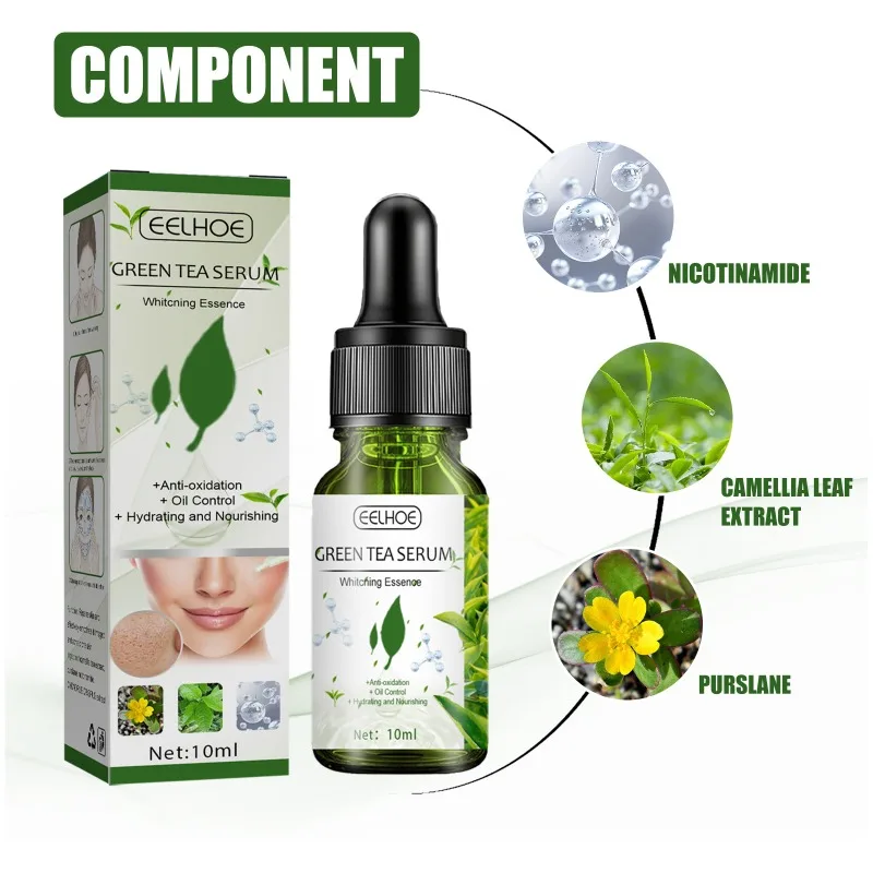 Green Tea Oil Control Essence Face Pore Shrink Serum Improve Acne Blackheads Serum Remove Dark Spots  Korean Whitening Skin Care