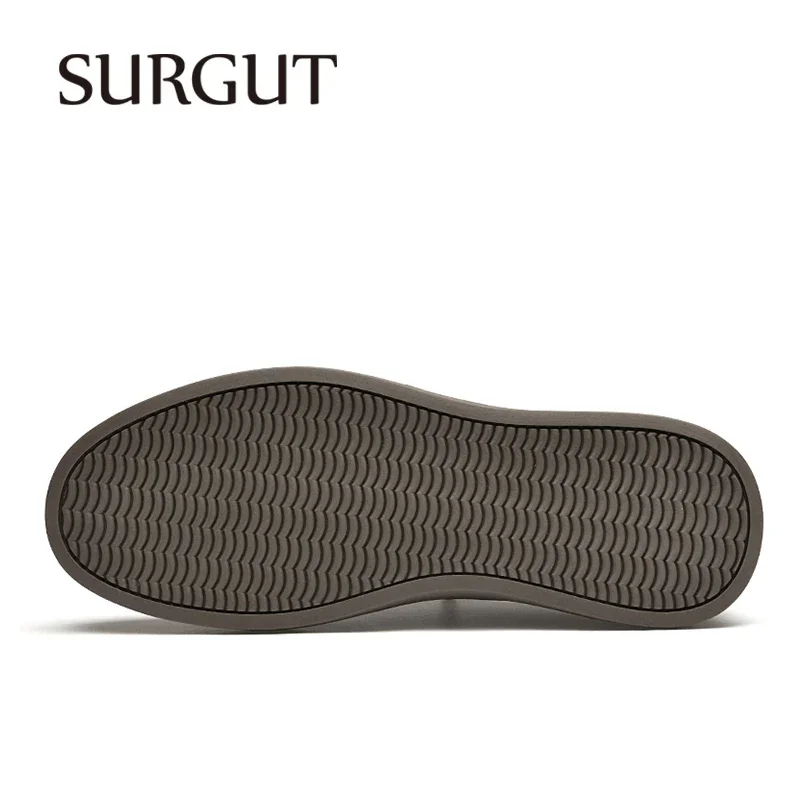 SURGUT Spring Autumn Mens Casual Shoes Leather Fashion Breathable Anti-Skid Classical Versatile Board Sneakers Size 37-47