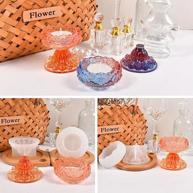 diy lotus-candlestick silicone mold lotus bracket resin mold lotus tray ornaments epoxy casting mold home decoration