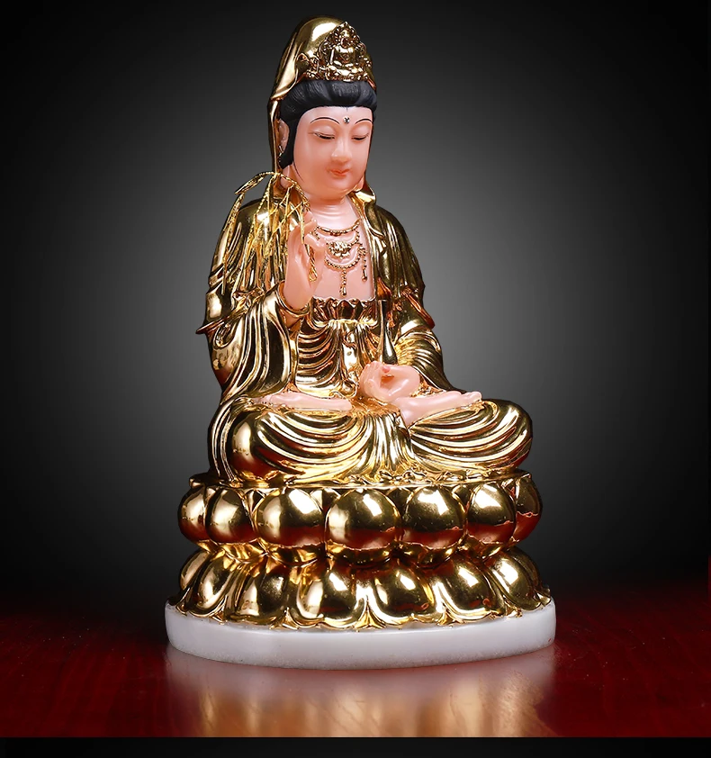 30CM large- high grade jade gold Guanyin Buddha # Home family bless Safe LUCKY efficacious Talisman Sculpture statue