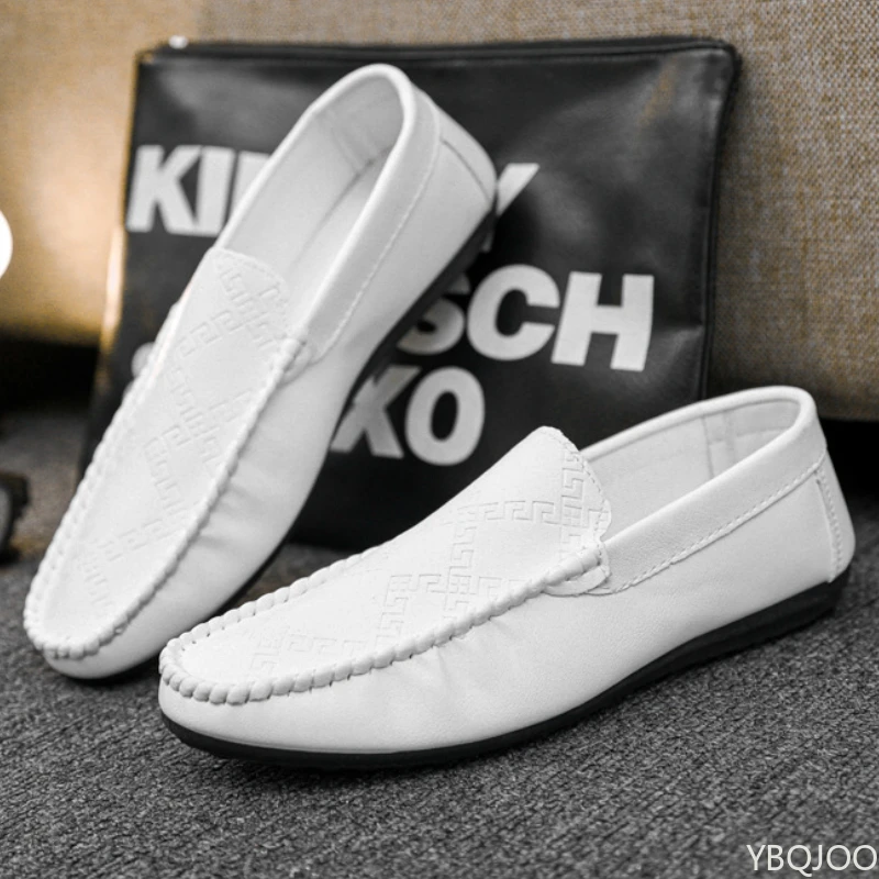 

Мужская летняя обувь, новая повседневная обувь на плоской подошве с низким вырезом, дышащая кожаная обувь для вождения на мягкой подошве, легкие удобные мужские лоферы