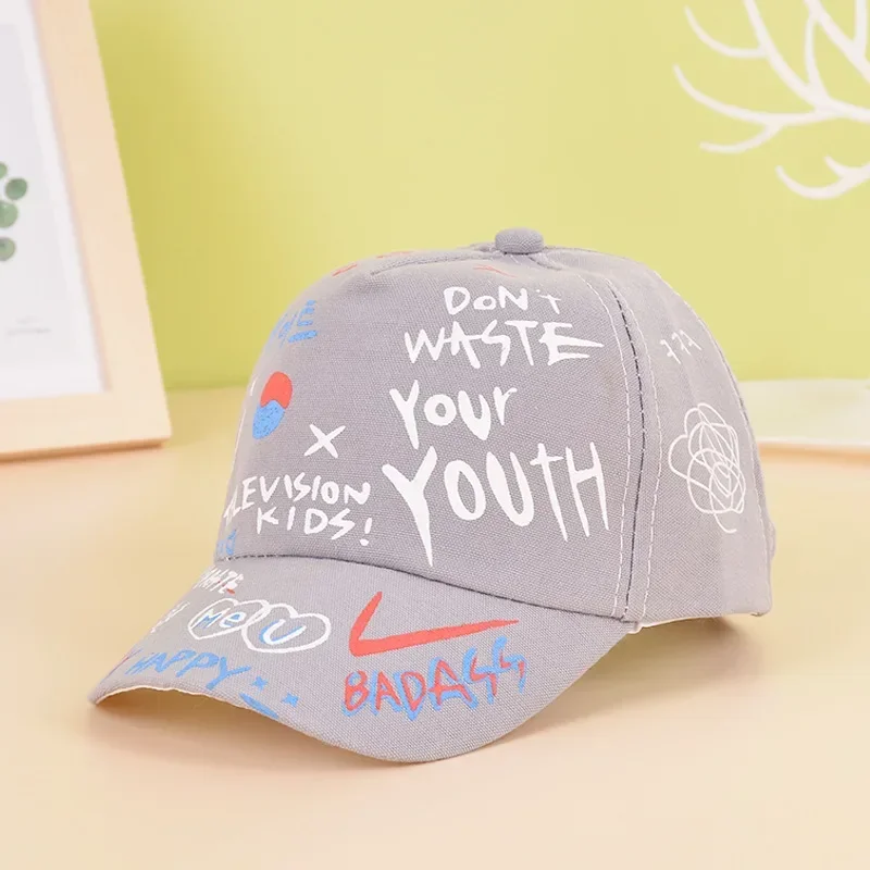 Gorra de béisbol con Graffiti para niños y niñas, sombrero de sol sólido, gorras Snapback de algodón para niños, sombrero de pesca de Hip Hop para niños de 3 a 6 años, primavera y verano, nuevo