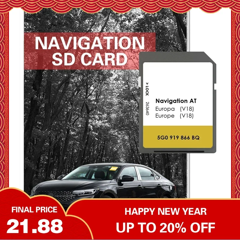 

AT V18 Suitable MIB1 for VW Tiguan (2013 - 2017) Navigation SD Car Map GPS Card Cover Latvia Great Britain Poland Spain Germany