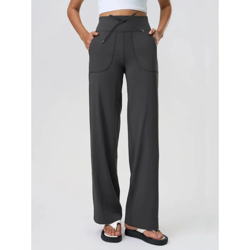 Yoga Pants Women Wide Leg Pants with Pockets High Waist Stretch Work Dress Pants Buttery Soft Casual Lounge Sweatpants Comfy