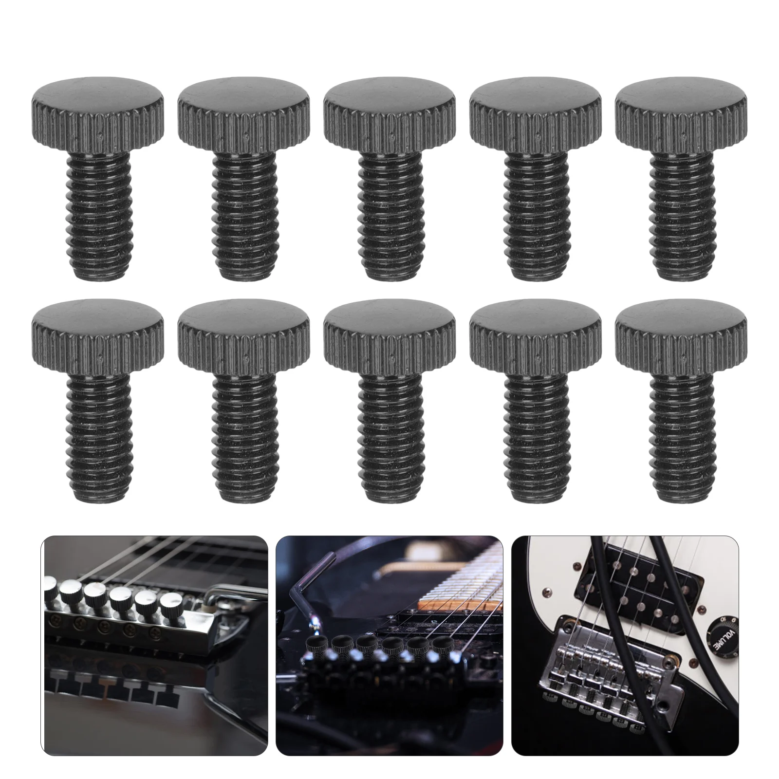 

10 Pcs Guitar Bridge Screws Replacement Black Metal Parts Double Tremolo String Fixing Hardware Electric Instrument