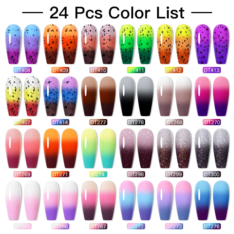 24Pcs/Set Eggshell Thermal Gel Nail Polish 7ml Snowflake Temperature Color Changing Vernis Semis Permanent Nail Polish Nail Art