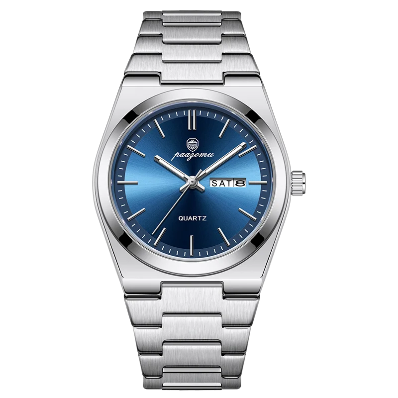 PAAZOMU Mode heren quartz horloge roestvrij staal waterdicht lichtgevende man horloge chronograaf datum multifunctionele horloges voor heren