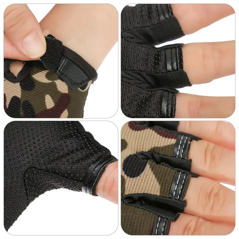 Breathable Cycling High Elastic Riding Equipment Half Finger Mittens Children's Bike Gloves Camouflage Child Bicycle Gloves