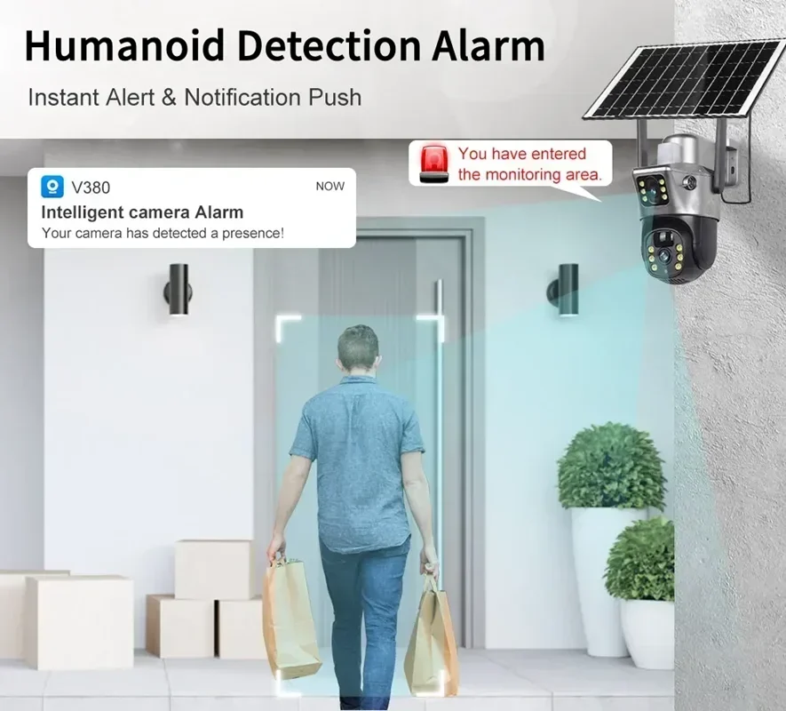 Imagem -03 - Dual Lens Solar Câmera com Dual Screen Detecção de Movimento Cctv Human Auto Tracking Câmeras de Vigilância 4k 8mp Wifi