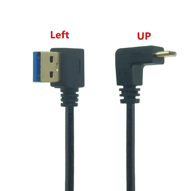 USB 3,1 tipo C a USB 3,0 ángulo izquierdo/derecho 90 grados macho a macho Cable adaptador Cable de extensión para teléfono inteligente tableta PC 1m