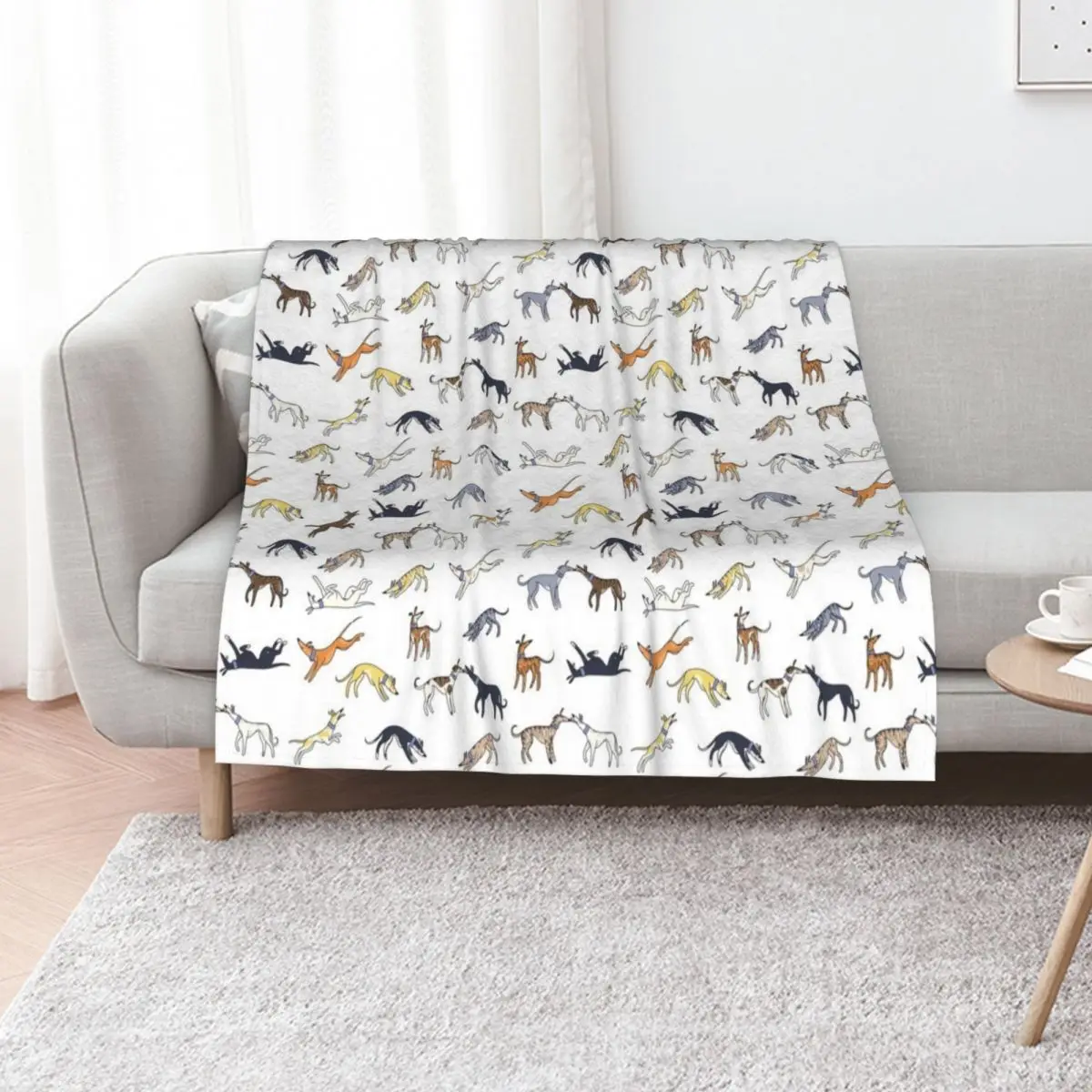 Leaps and Hounds (White) Throw Blanket Furry Flannel Single Flannel Fabric Decoratives Soft Plush Plaid Blankets