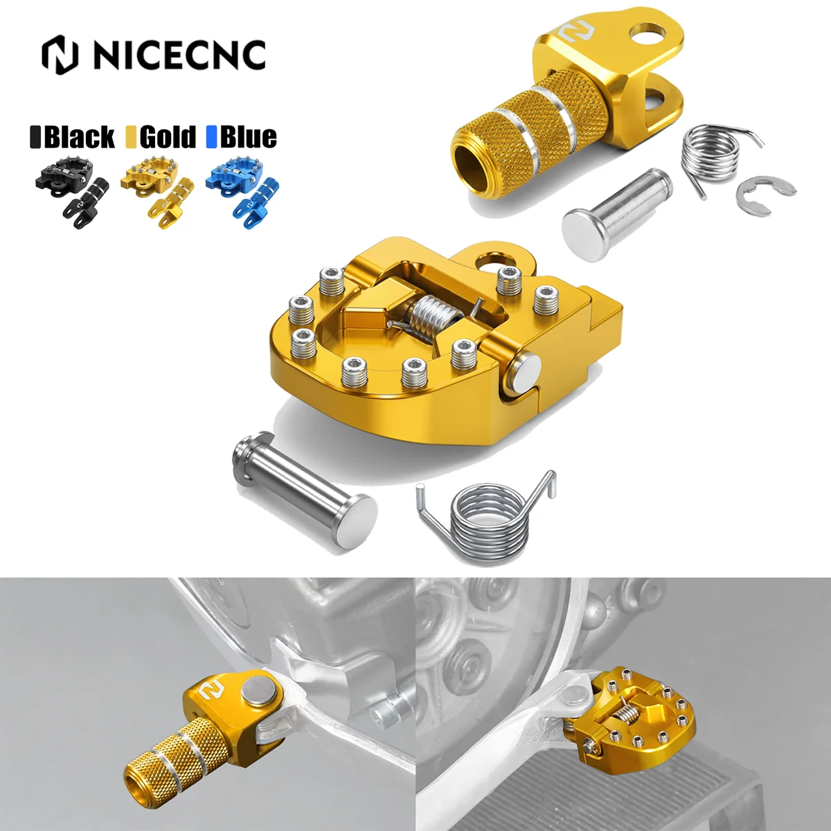 

NICECNC For Suzuki DRZ400 DRZ400E DRZ400S DRZ400SM 2000-2024 DR-Z400 E S SM Folding Brake Pedal Plate Gear Shift Lever Tip Kit