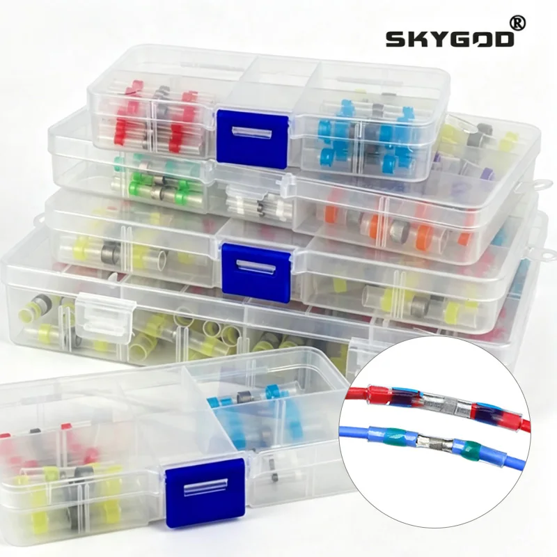 50-500Pcs Boxed Connector Kit Solder Seal Wire Connectors 3:1 Shrinkable Sealed Insulated Butt Splice Terminal Waterproof Sleeve