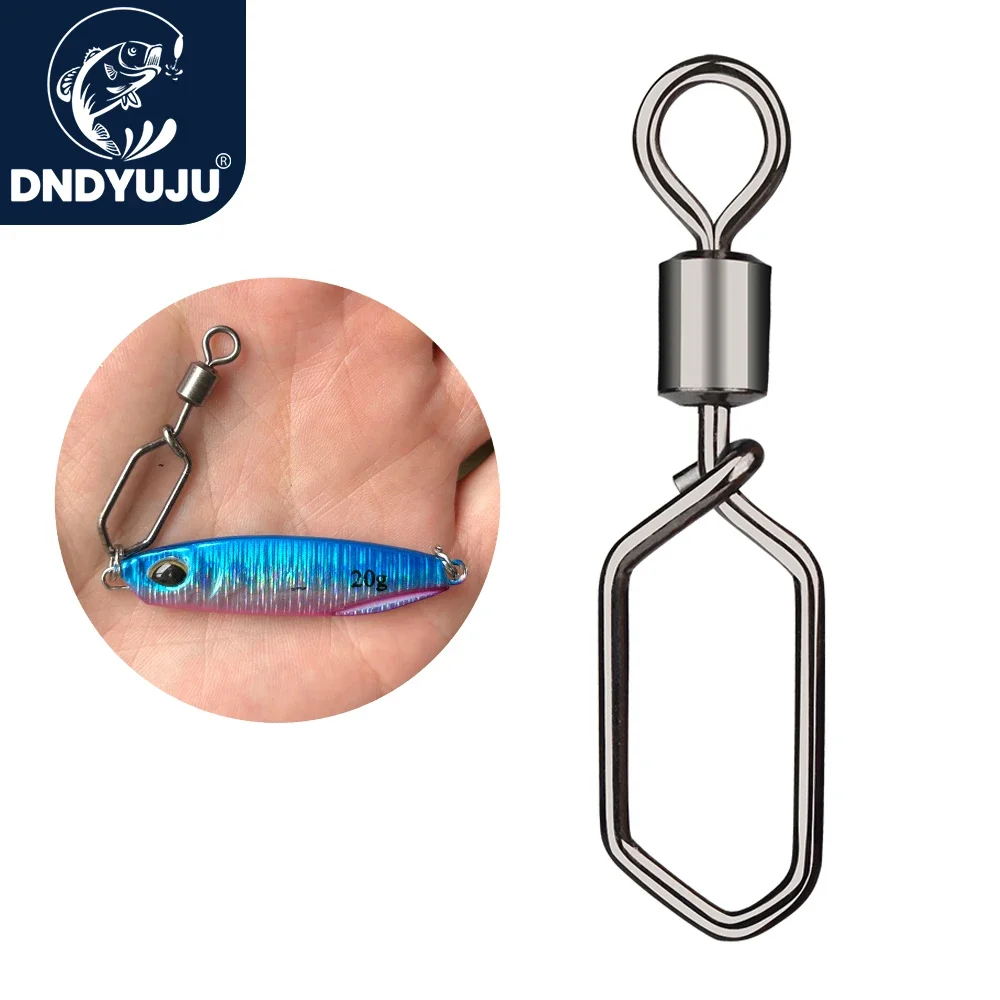 10 Peças Giradores de Pesca com Snap de Aço Inoxidável, Girador de Barril Rotativo para Pesca, Conector de Isca de Pesca com Snap Interlock