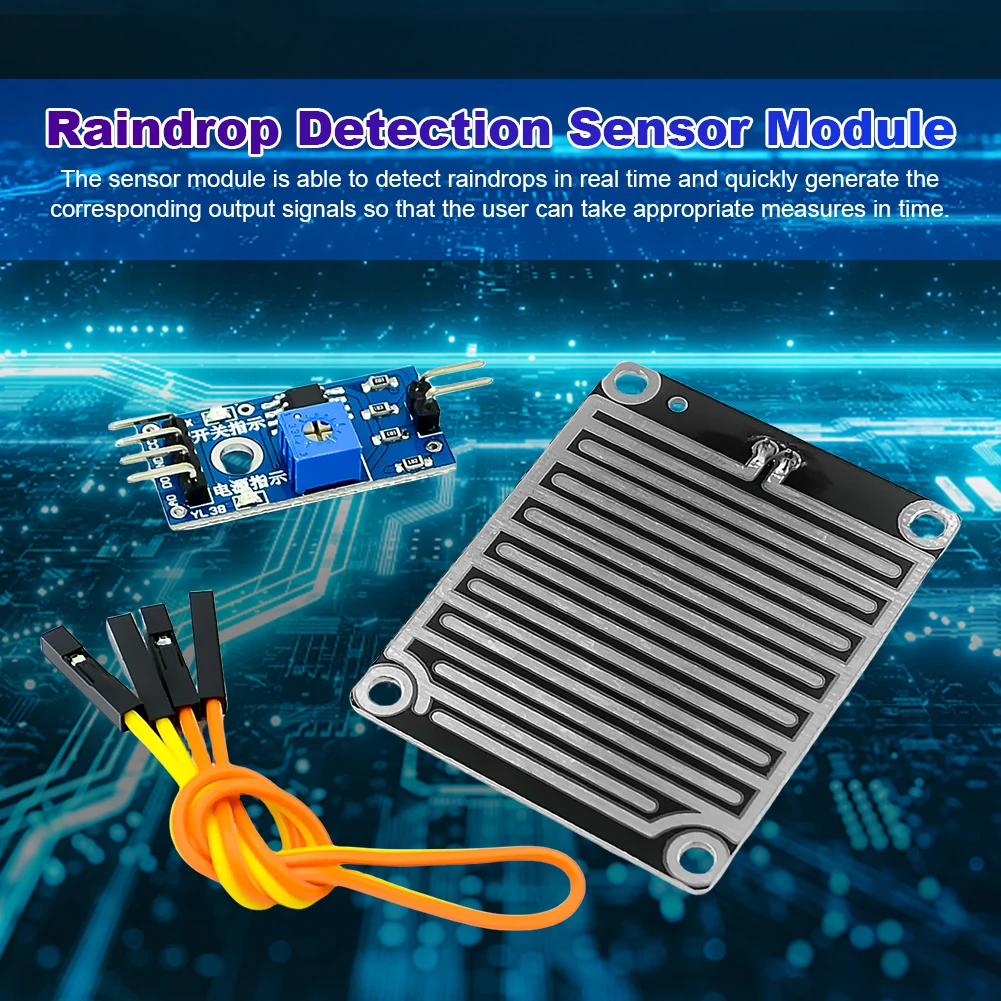 Picture 3: Rain Drops Detection Moisture Monitor Sensor 3.3V-5V Monitor Weather Sensor Relay Board High Sensitivity for Arduino Robot Kit