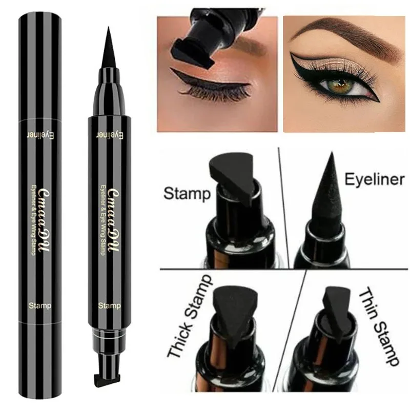 Big Seal Stamp Liquid Eyeliner ปากกากันน้ํา Fast แห้ง Black Eye Liner ดินสออายไลเนอร์เครื่องสําอางค์ Double-ended อายไลเนอร์