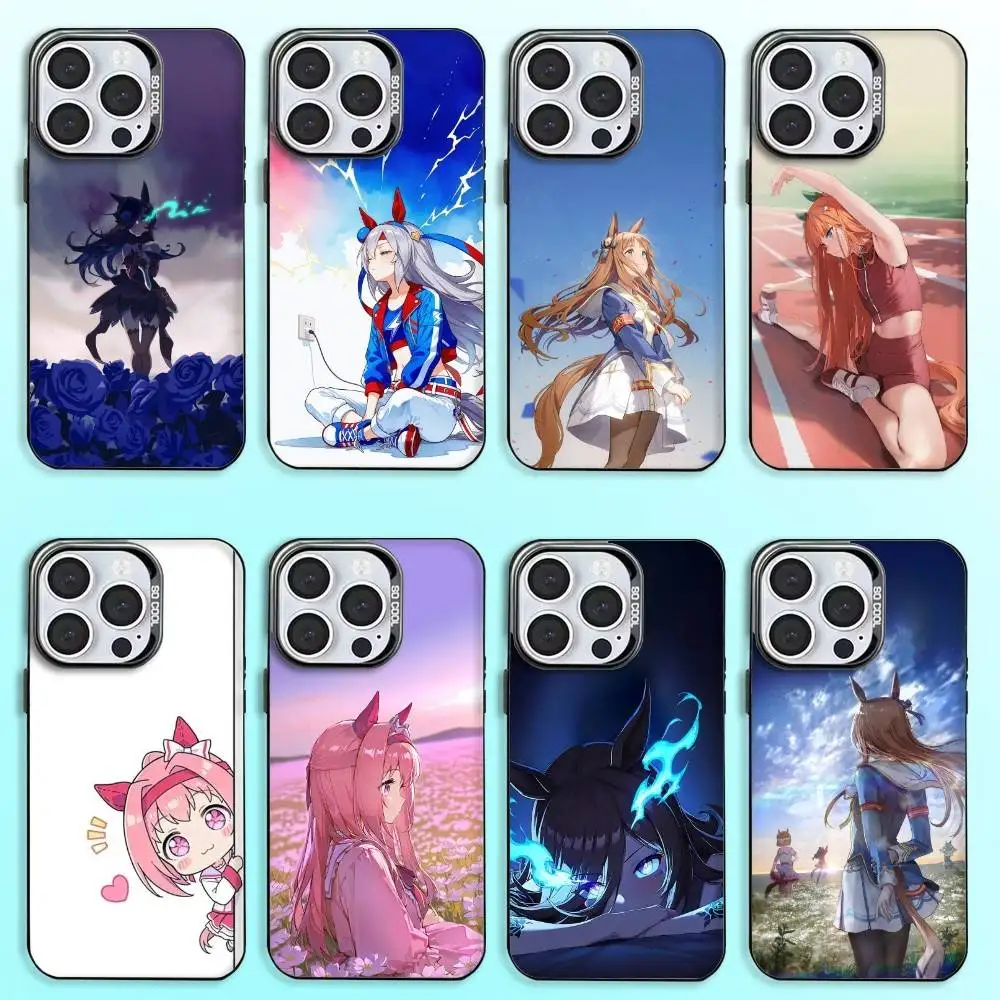 

U-UmaMusume Pretty Derbys Phone Case For iPhone17,16,15,14,13,12,11 Plus,Pro Max Colored Silver Plated Inside Cover
