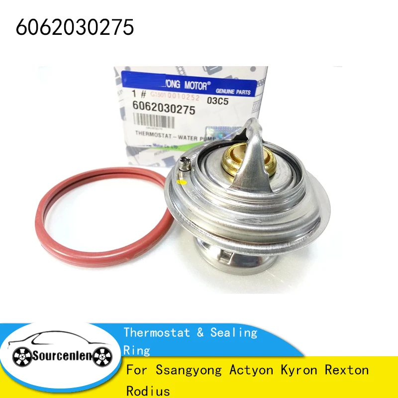 Brand New Genuine Thermostat & Sealing Ring 6062030275 For Ssangyong Actyon Kyron Rexton Rodius 2.0T 2.7T