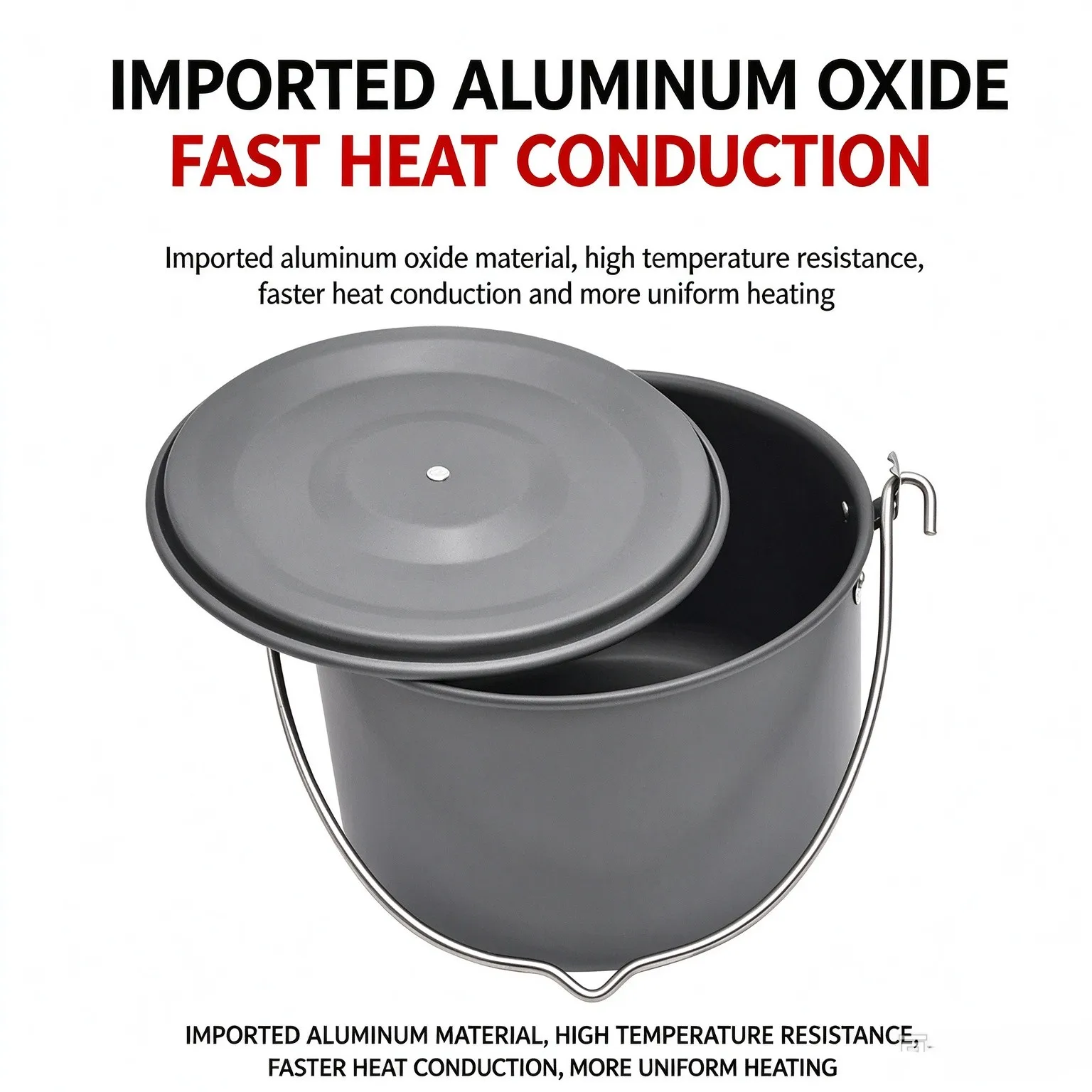 4L Outdoor Wild Cooking Hanging Pot Aluminum Alloy Portable Picnic Cauldron with Lid for 3-5 People Camping Campfire