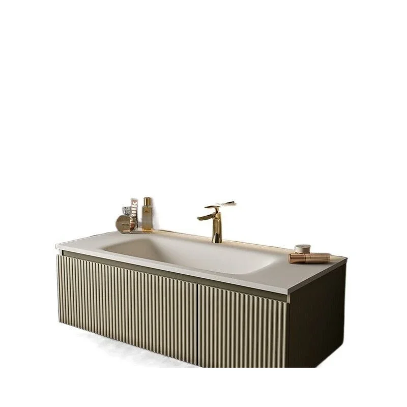 

Modern simple solid wood bathroom cabinet rock slab integrated basin washbasin washbasin smart washbasin ceramic basin